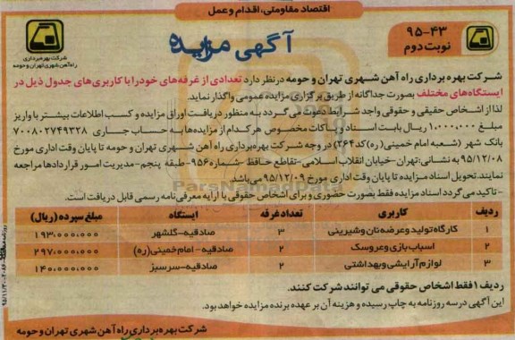 آگهی مزایده ,مزایده واگذاری کارگاه تولید و عرضه نان و شیرینی ...نوبت دوم
