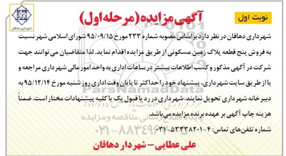 مزایده,مزایده فروش 5 قطعه پلاک زمین مسکونی