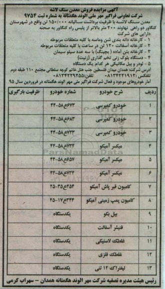 مزایده , مزایده فروش معدن سنگ لاشه و ... 