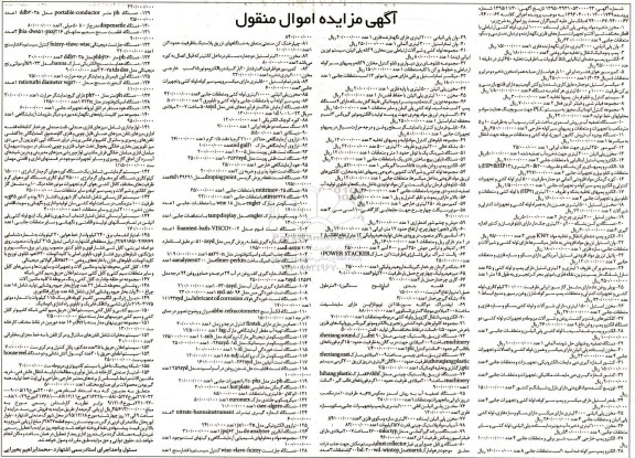مزایده,مزایده مخزن ذخیره مواد روغنی پلی اتیلن و...