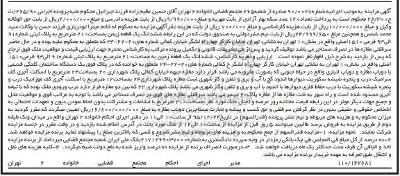 مزایده,مزایده ششدانگ زمین مساحت دویست و ده متر