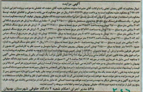 مزایده , مزایده دستگاه فرز سنگ بری تک فاز...