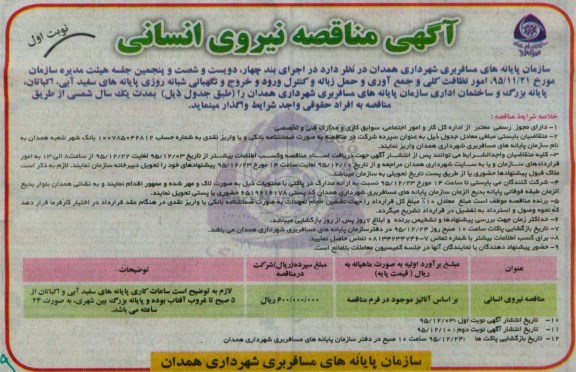 مناقصه , مناقصه تامین نیروی انسانی-نوبت اول 95.12.3