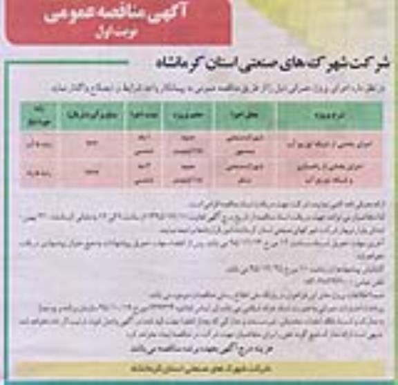 مناقصه , مناقصه اجرای بخشی از شبکه توزیع آب .... 