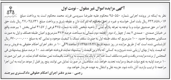 مزایده,مزایده پلاک ثبتی عرصه 67.6مترمربع