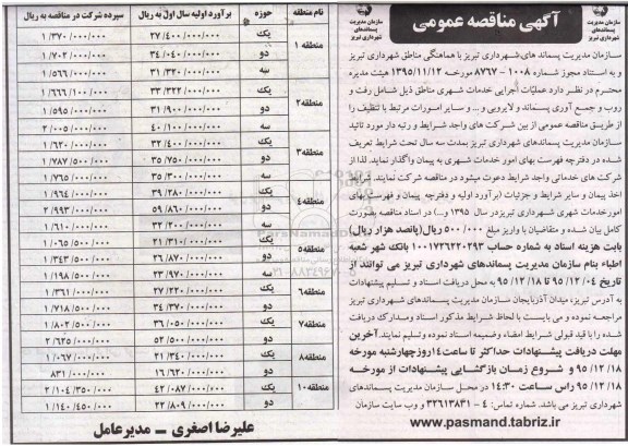 مناقصه ,مناقصه عملیات اجرایی خدمات شهری 