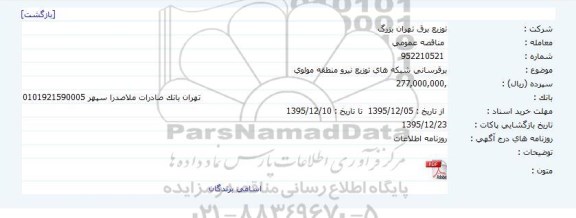 برقرساني شبکه هاي توزيع نيرو منطقه مولوي 