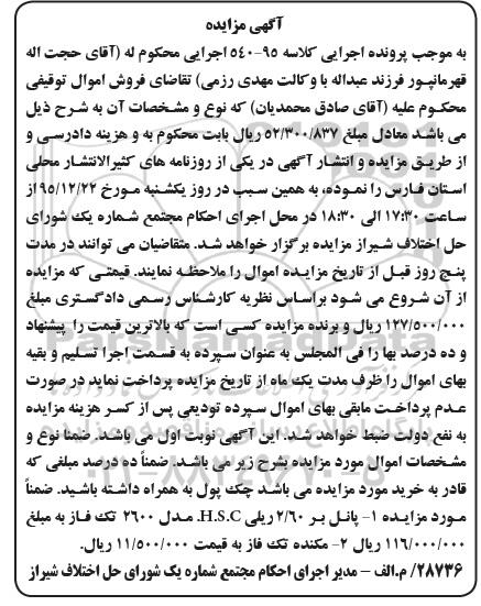 مزایده پانل بر 2/60 ریلی H.S.C ...
