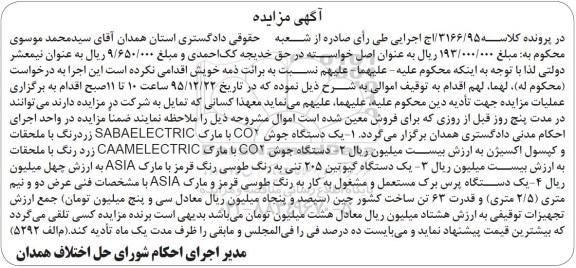 مزایده , مزایده دستگاه جوش CO2 ....