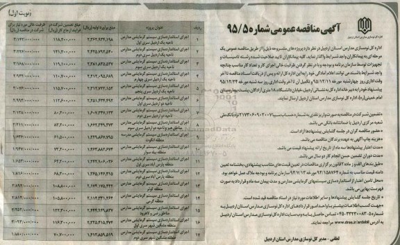 آگهی مناقصه عمومی , مناقصه اجرای استانداردسازی سیستم گرمایشی مدارس