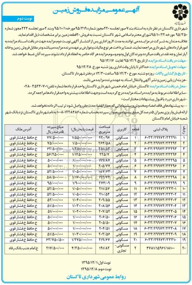 مزایده,مزایده فروش 20 قطعه زمین نوبت دوم 