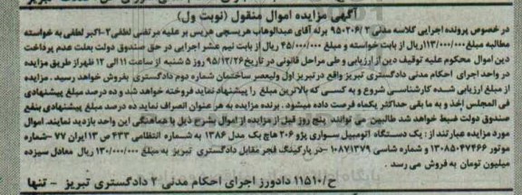 مزایده,مزایده یک دستگاه اتومبیل سواری پژو 206 هاچ بک مدل 1386
