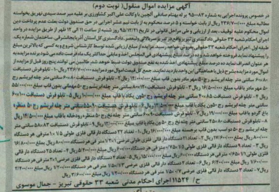 مزایده انواع تابلو فرش ...- نوبت دوم