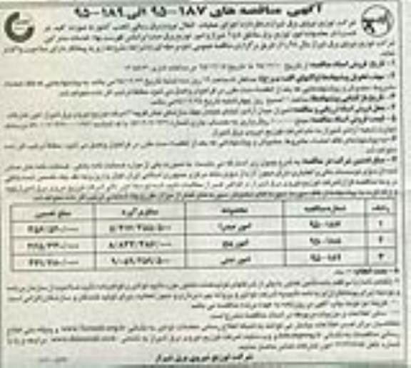 آگهی مناقصه , مناقصه اجرای عملیات انتقال نیرو و برقرسانی (نصب کنتور به صورت کلید در دست) 