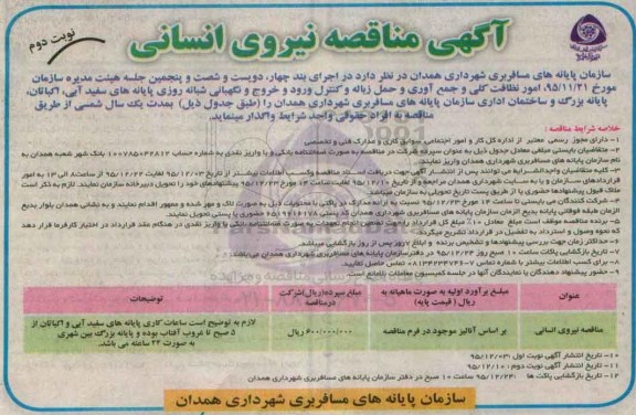 مناقصه , مناقصه تامین نیروی انسانی-نوبت دوم 
