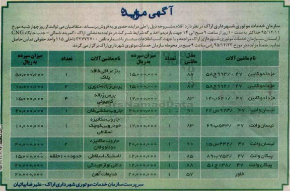 آگهی مزایده , مزایده فروش ماشین آلات