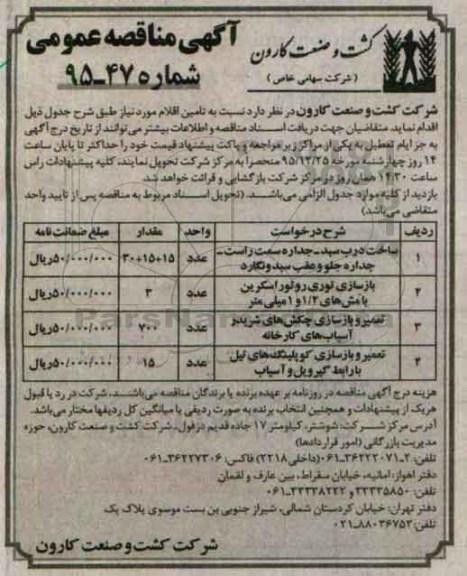 مناقصه ساخت درب سبد