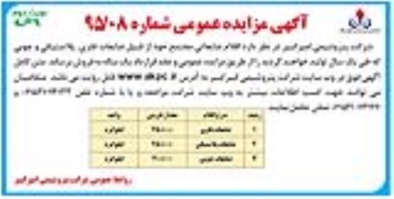 مزایده , مزایده اقلام ضایعاتی مجتمع خود از قبیل ضایعات فلزی ... نوبت دوم