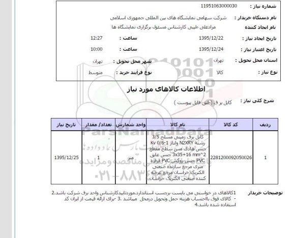 استعلام کابل برق