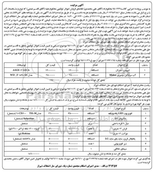 مزایده ، مزایده اسپیلت اجنرال ...