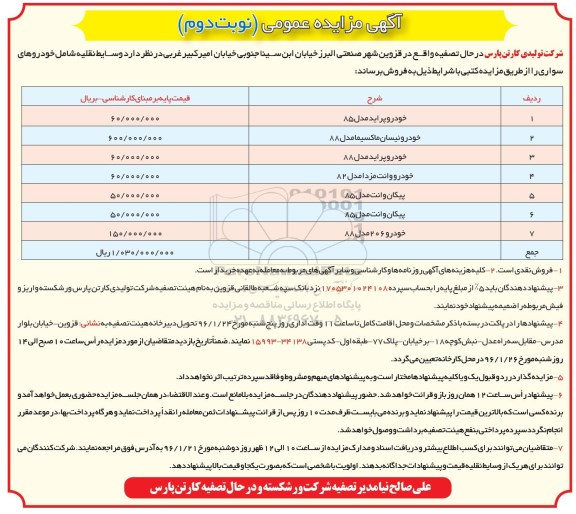مزایده خودرو پراید مدل 85 ...