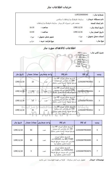 استعلام, استعلام کارتریج