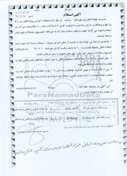 مناقصه مرمت قنات 