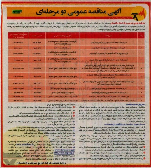 آگهی مناقصه عمومی , مناقصه خرید تعداد 1.442 اصله انواع پایه بتونی ....نوبت دوم 
