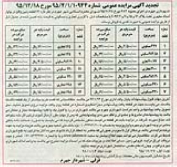 مزایده,مزایده فروش 14 قطعه زمین کاربری تجاری مسکونی نوبت دوم تجدید