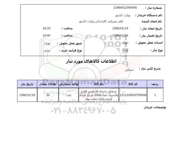 استعلام, استعلام صندلی