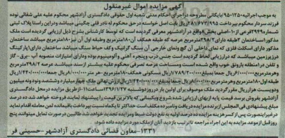 مزایده,مزایده ساختمان دو طبقه عرصه 298.2متر