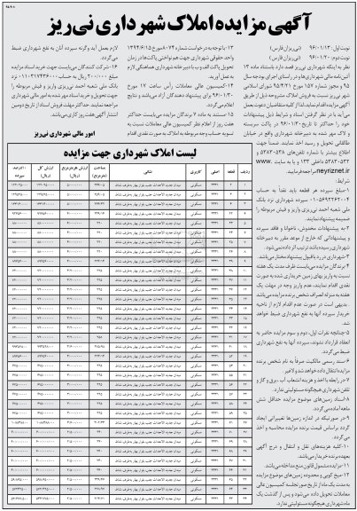مزایده,مزایده فروش املاک شهرداری کاربری مسکونی 