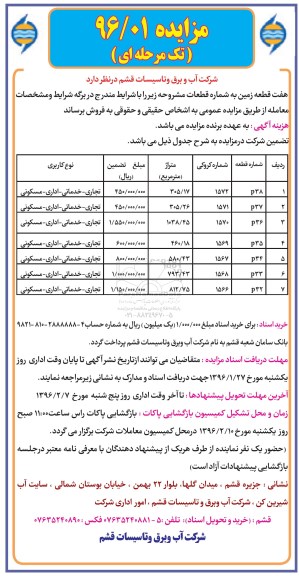 مزایده,مزایده هفت قطعه زمین