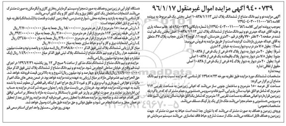 مزایده,مزایده دو و نیم دانگ مشاع از ششدانگ پلاک ثبتی