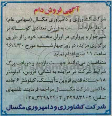 مزایده , مزایده فروش دام