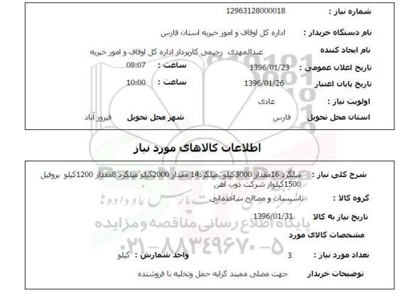 استعلام میلگرد 