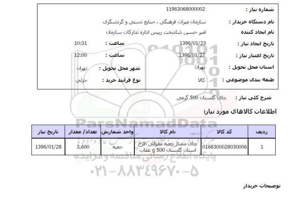 استعلام چای گلستان 500 گرمی 