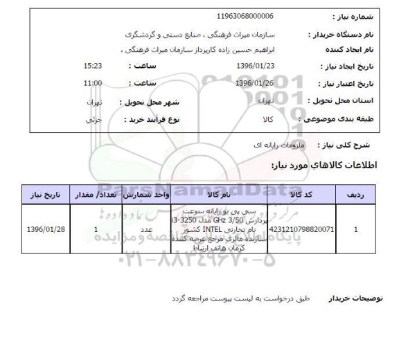 استعلام ملزومات رایانه ای 