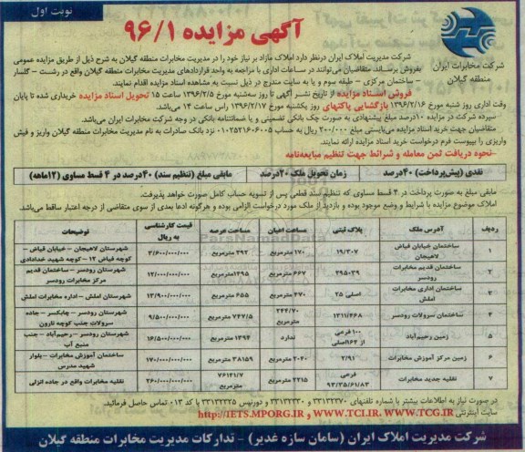 مزایده,مزایده فروش املاک مازاد بر نیاز