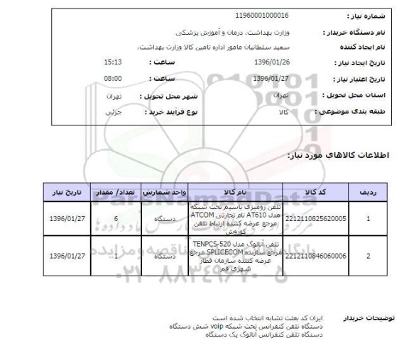 استعلام, استعلام تلفن رومیزی با سیم تحت شبکه مدل A610 