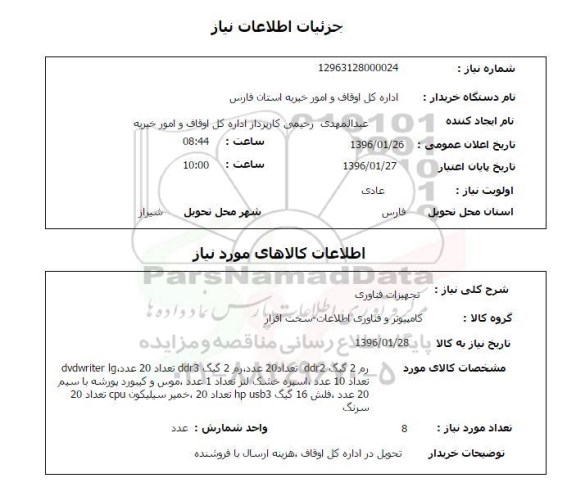 استعلام, استعلام تجهیزات فناوری