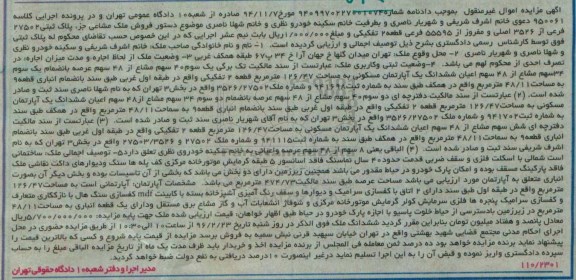 مزایده,مزایده اپارتمان 126.47متر قطعه دوم تفکیکی