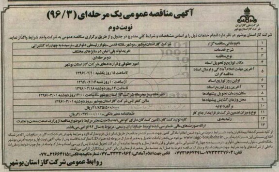 آگهی مناقصه عمومی , مناقصه خرید لوله پلی اتیلن نوبت دوم 