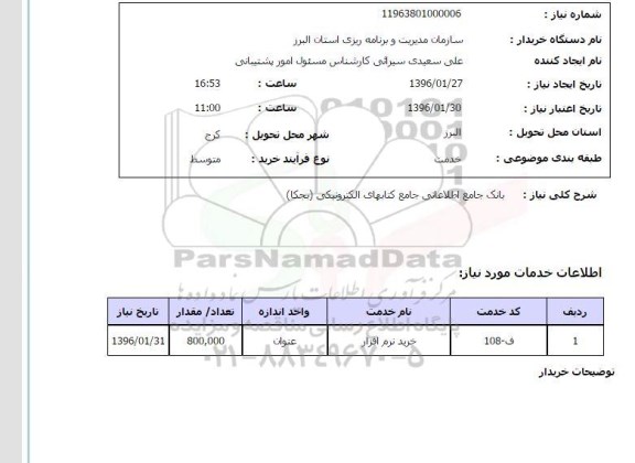 استعلام, استعلام خرید نرم افزار