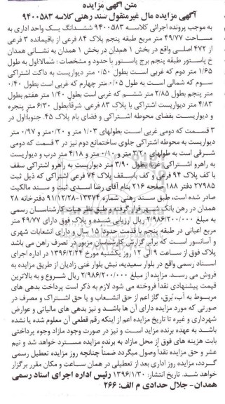 مزایده,مزایده ششدانگ یک واحد اداری 49.77متر 