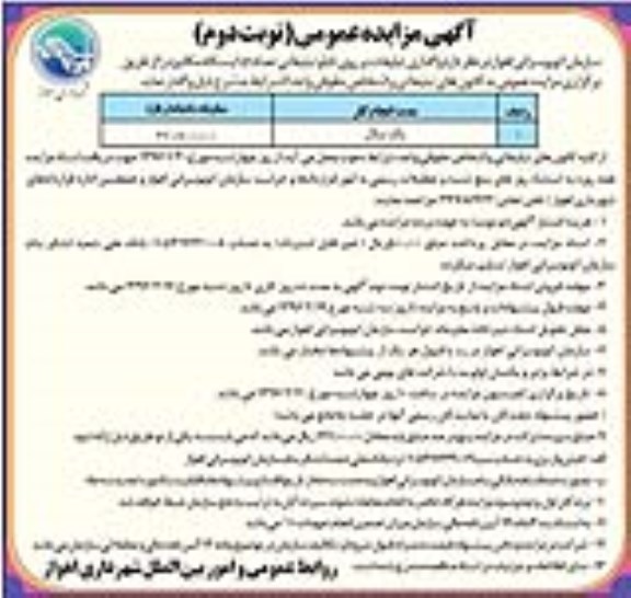 آگهی مزایده عمومی , مزایده واگذاری تبلیغاتی بر روی تابلو تبلیغاتی تعداد 51 ایستگاه مکانیزه-نوبت دوم 96.01.30
