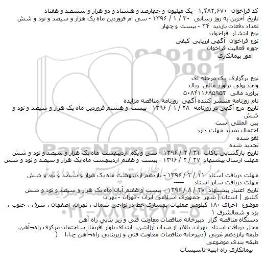 مناقصه اجرای اجرای ۱۸۰ کیلومتر عملیات بهسازی خط 
