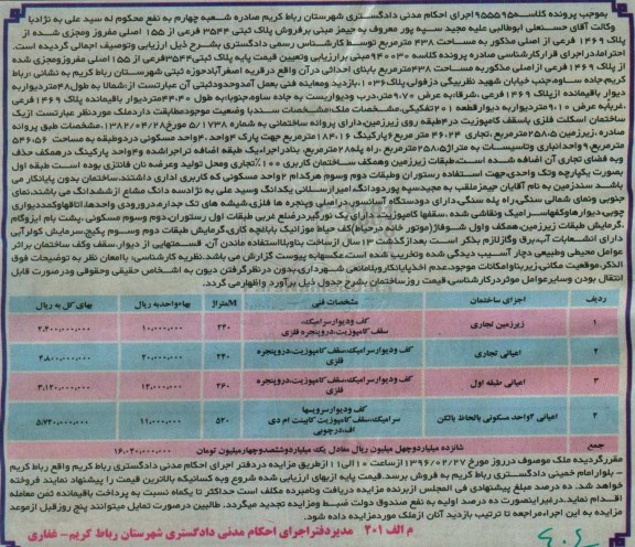 مزایده,مزایده پلاک ثبتی مساحت 438مترمربع