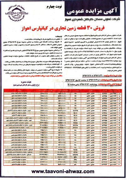 مزایده,مزایده فروش سی قطعه زمین تجاری 