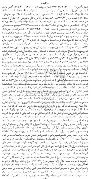 مزایده,مزایده تمامت ششدانگ پلاک مساحت 138.22مترمربع